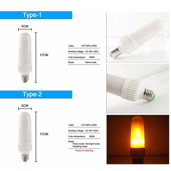 Μεγάλη Διακοσμητική Λάμπα με Εφέ Φλόγας - LED Flame Bulb Max 9W E27